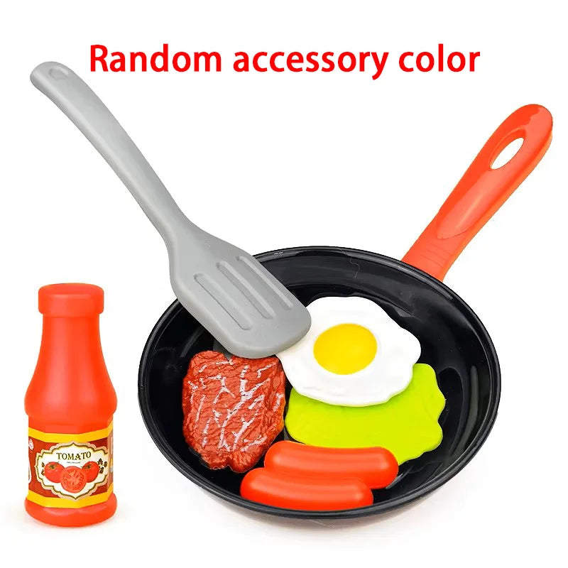 8pcs/set Simulation Kitchenware Play Set Pot Steak Vegetable Bread Hot Dog Omelette Children Toy Kitchen Food Toys