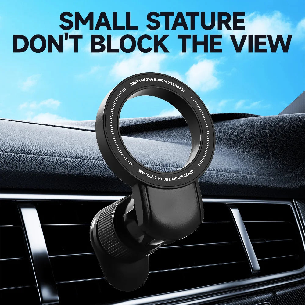 Universal Magnetic Car Phone Holder Air Vent Mount 360 Rotation Strong Suction Stable Anti-Shake One-Hand Access Compact Design