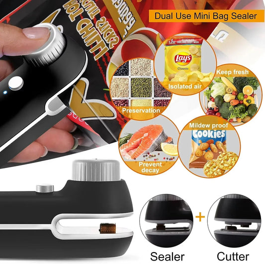 Rechargable USB 2 In 1 Bag Mini Heat Sealer Storage Bag Plastic Package Snack Sealer Clip Bag Handheld Heat Sealer Bag 2026