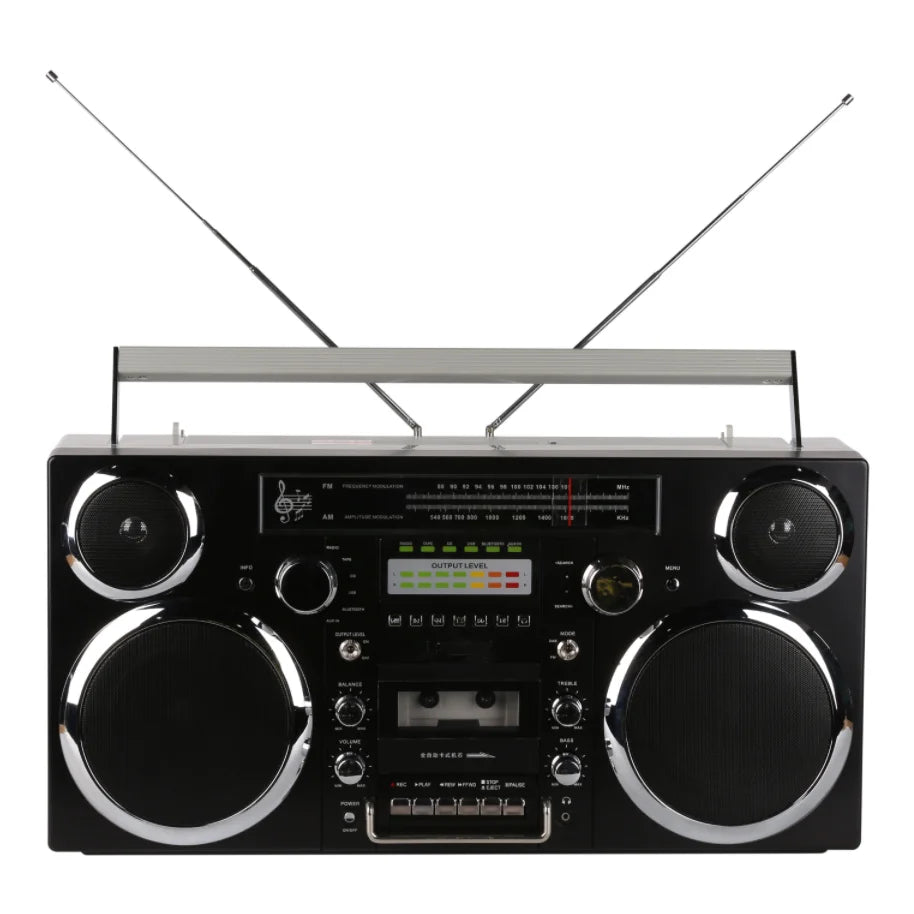 GPO Brooklyn Retro Boombox | Cassette Player, CD Player, Bluetooth Speaker, FM Radio, Portable Stereo System