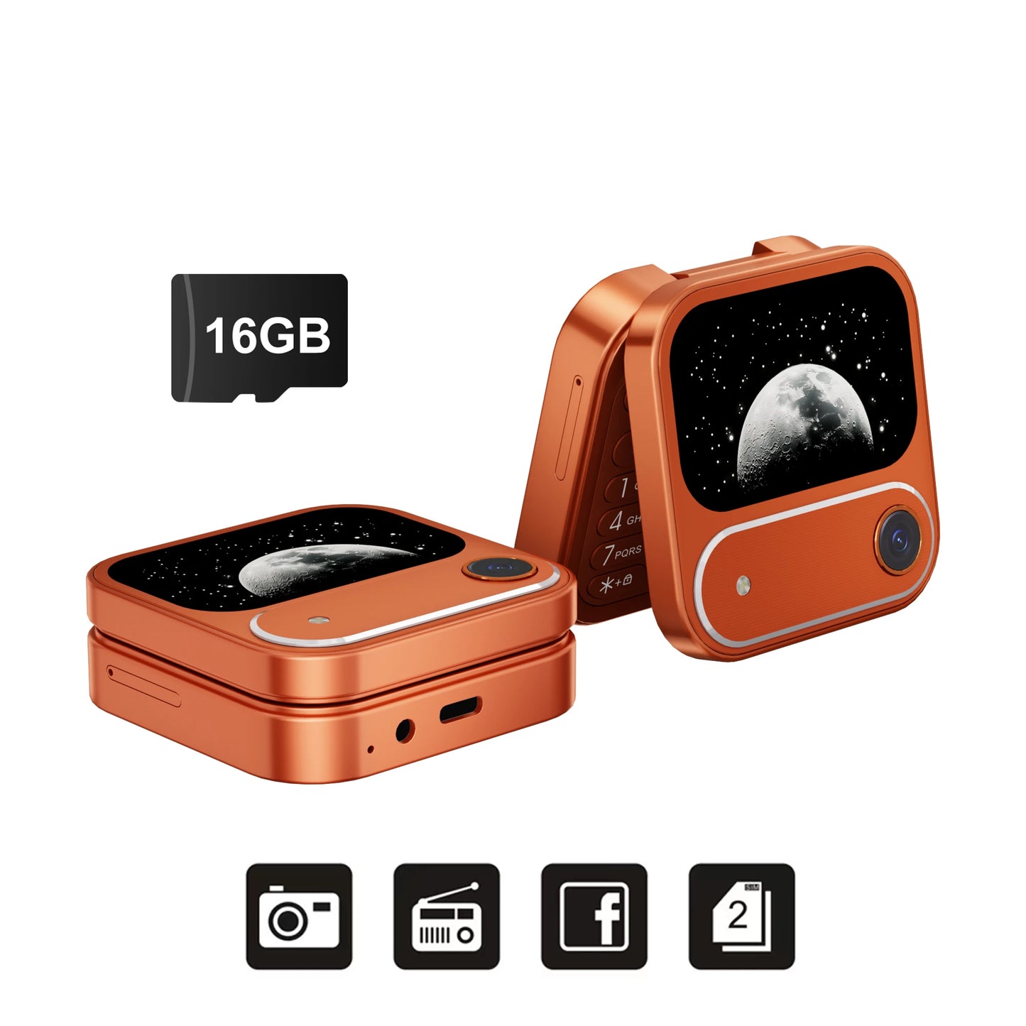 SERVO i17 AIR Mini Foldable Mobile Phone 2G GSM 1.77" Display Magic Voice Speed Dial FM Radio 2 SIM Card Small Square Cellphones