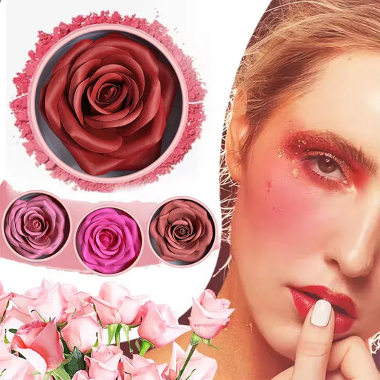 4-Color Rose Petal Blush,Waterproof Blush Cream,Natural Finish,Light Coverage,Perfect Gift for Christmas and Valentine's Day