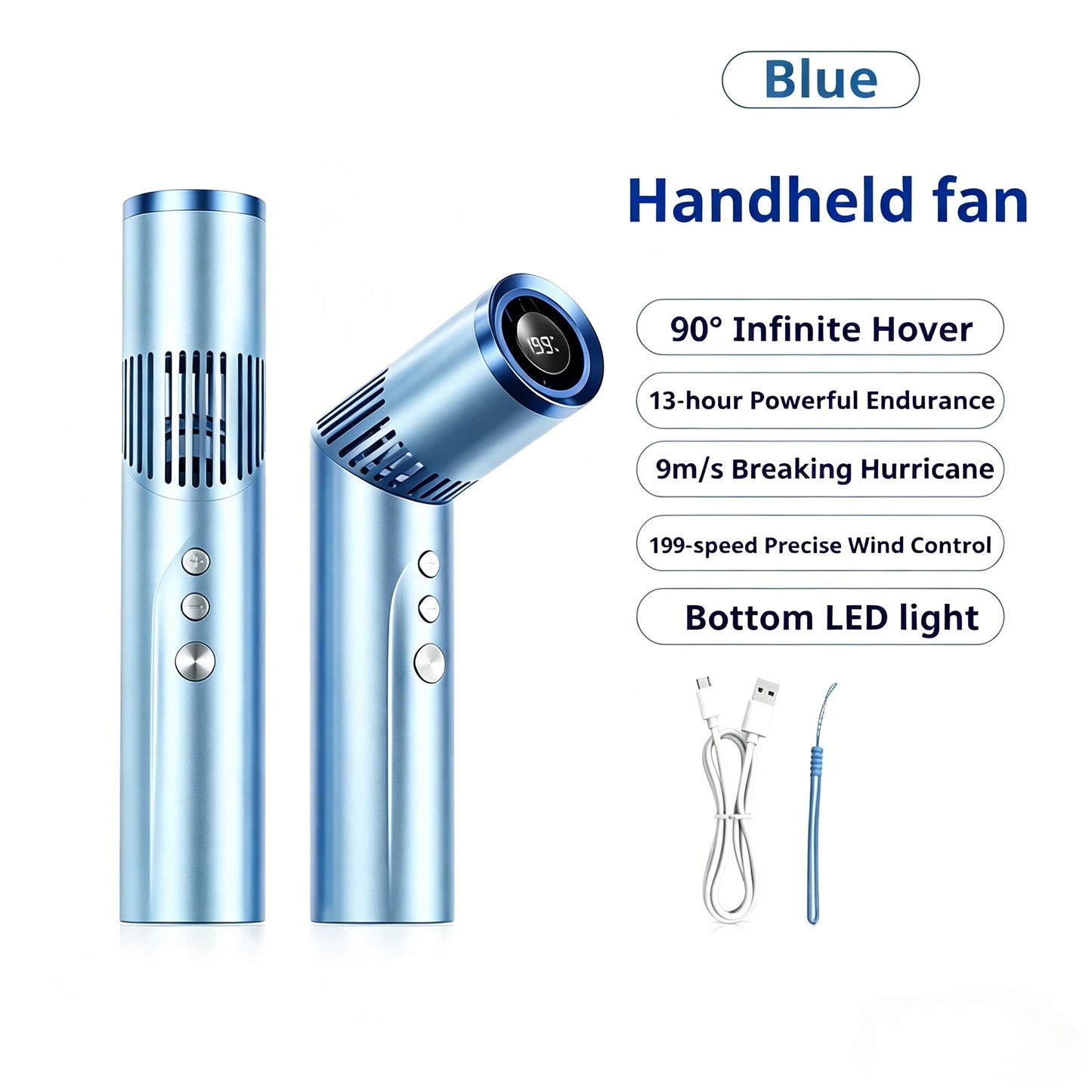 Lipstick Fan Portable Outdoor 199 Speed Brushless High Speed Fan Large Capacity Mini Foldable Handheld/chest Hanging Fan 3000mah