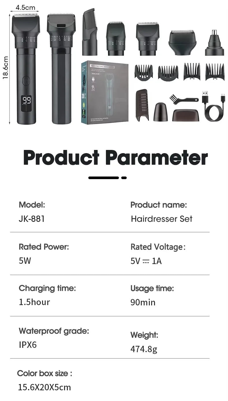 New Xiaomi IPX6 Waterproof Body Beard Hair Trimmer for Men 5 IN 1 Rechargeable Cordless Electric Razor Hair Clipper Shaver