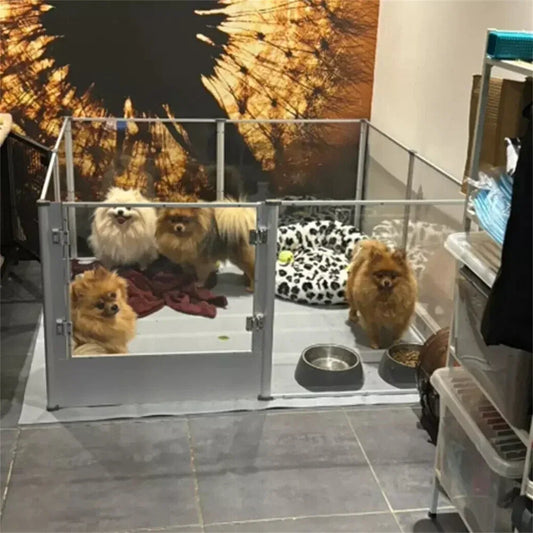 1Pc Large Acrylic Dog Playpen Cage Whelping Pen Box Indoor Enclosure Pet Clear Fence Puppy Playpen with Waterproof Fertility Pad