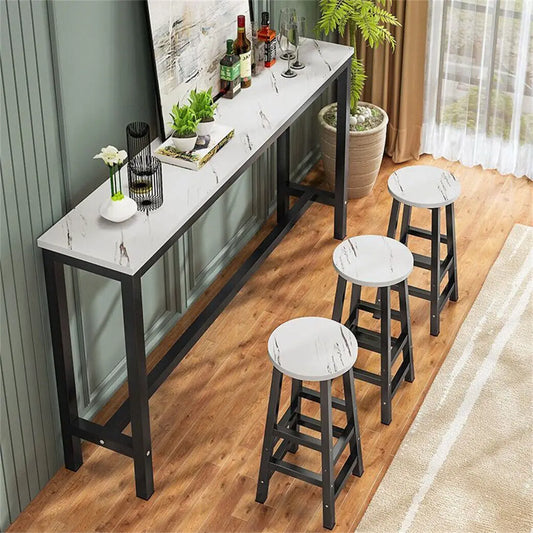 Slate Marble Kitchen Table Bar Table Pub Dining Counter High Table Breakfast Table, 4-6 Person, 120CM Long, Excluding Chairs 