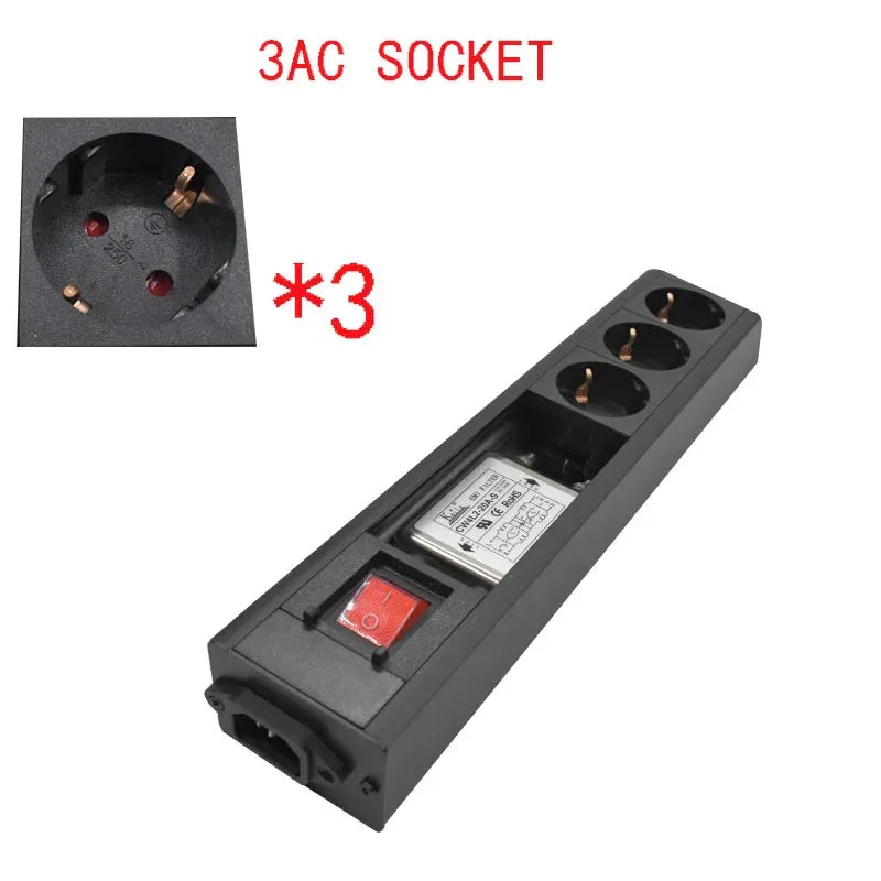 Audio Noise AC Power Filter Power Conditioner Power Purifier with EU Outlets Power Strip 16A 4000W