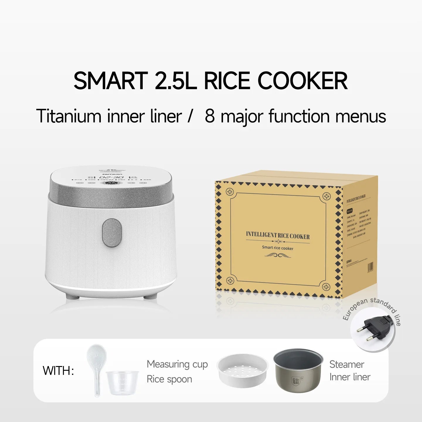 2.5L Electric Rice Cooker Titanium Liner for 2-3 People Mini MultiCooker Smart Steamed Rice Kitchen Machine 220V