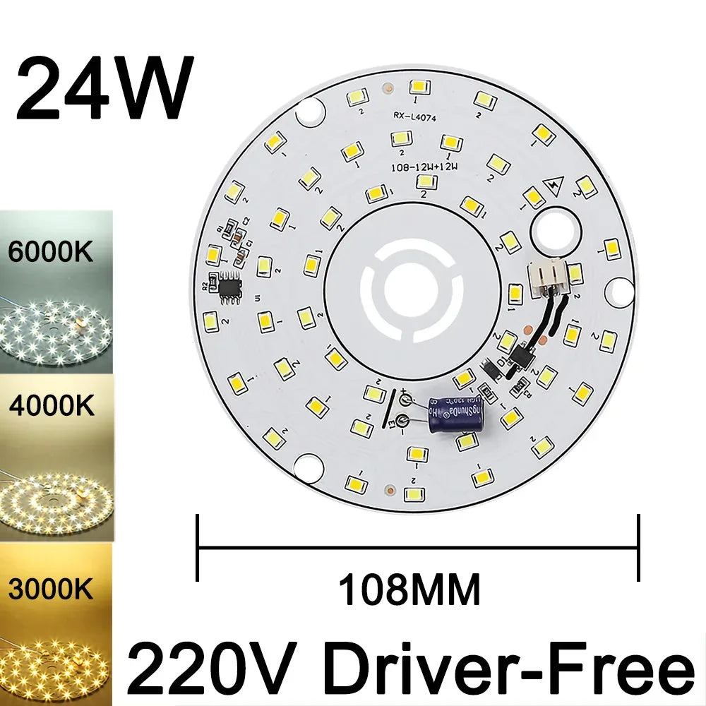 220V Driver-Free Light Panel LED Light Chip DIY Round Nordic Light Source Accessories Replacement Household Chandelier Bulb Patc