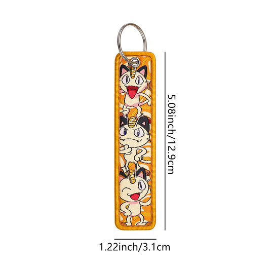 Kawaii Japanese Elf Anime Embroidery Key Fobs Key Tag Motorcycles Cars Backpack Chaveiro Keychain Fashion Keyring Friends Gifts