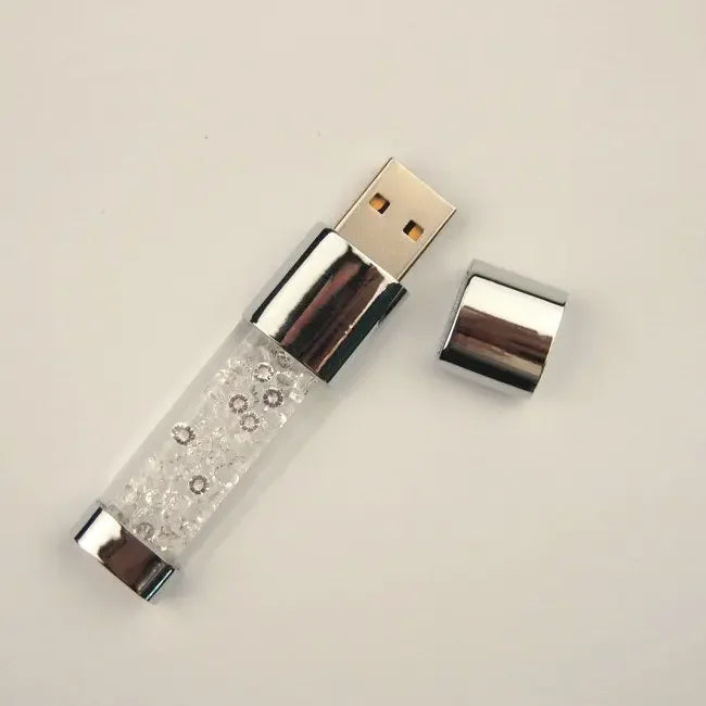 Creative Crystal&LED Light Pendrive 2.0 USB Flash Pen Drive 128mb 4gb 8gb Memory Stick 16gb 32gb Wedding Gift 128GB Memory Card