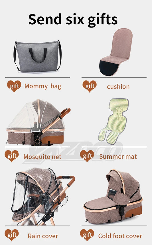 Newest Baby Stroller 3 in1 Multifunctional Stroller Easy Folding Travel Portable Baby Carriage Safety Seat EU Standard