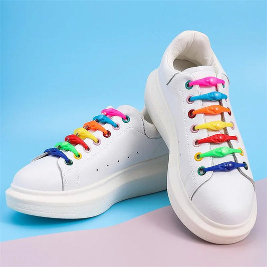 12pcs Silicone Shoelaces Round Elastic Shoe Laces Safty No Tie Shoelace For Men Women children All Sneakers Fit Strap Shoe Laces by PDG ibma