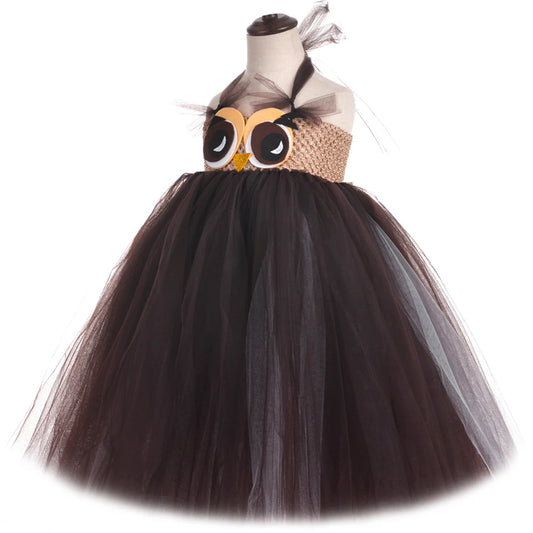 Cute Owl Tutu Dress for Baby Girls Birthday Halloween Costumes Kids Christmas Fancy Outfit Cartoon Animal Child New Year Clothes