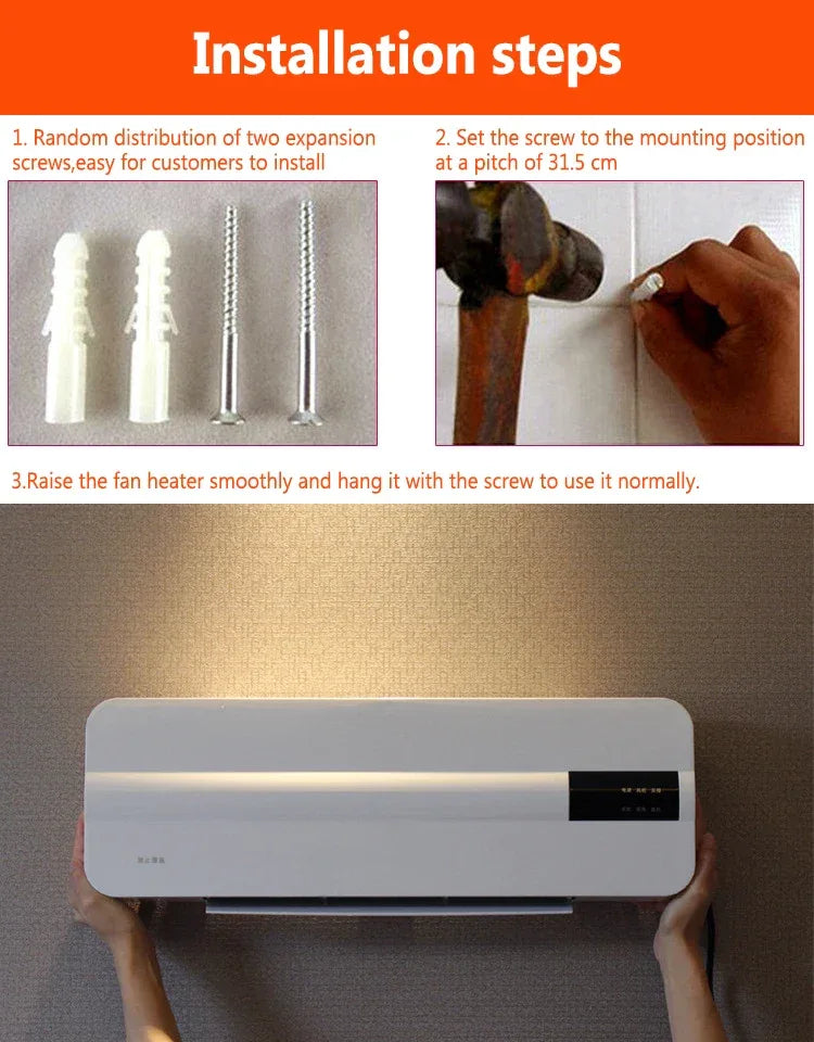 DMWD Wall-mounted remote control heater air warmer home room energy saving heating fan bathroom heating air radiator convector