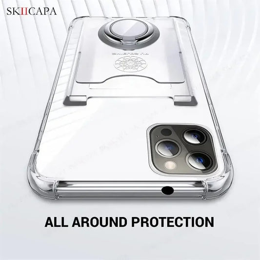 Ring Holder Wallet Card Slot Phone Case for Xiaomi 14T 14 Pro Airbag Shockproof Soft Silicone Transparent Cover for Redmi 14C 4G