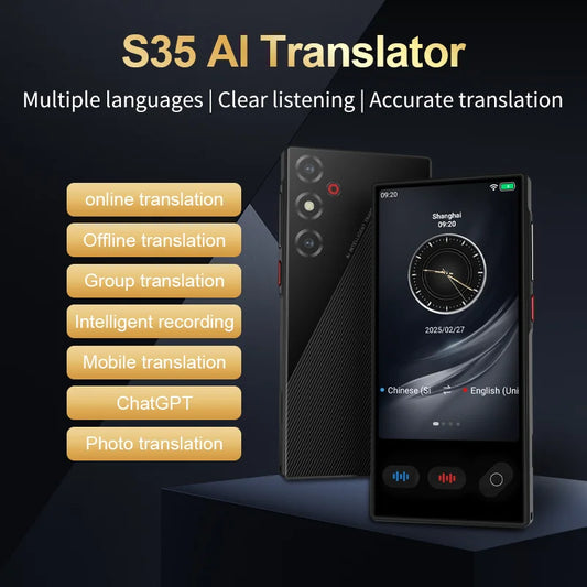 Portable S35 Translator Device Big Screen 148 Languages Voice Tradutor Intelligent Real-time Translating Offline Translation