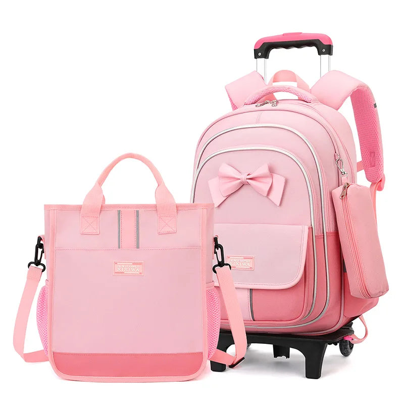School Bag Kids Rolling Backpack for Boy Girls Wheeled Backpacks With Wheels Trolley Bookbag Carry on Luggage with Shoulder Bags
