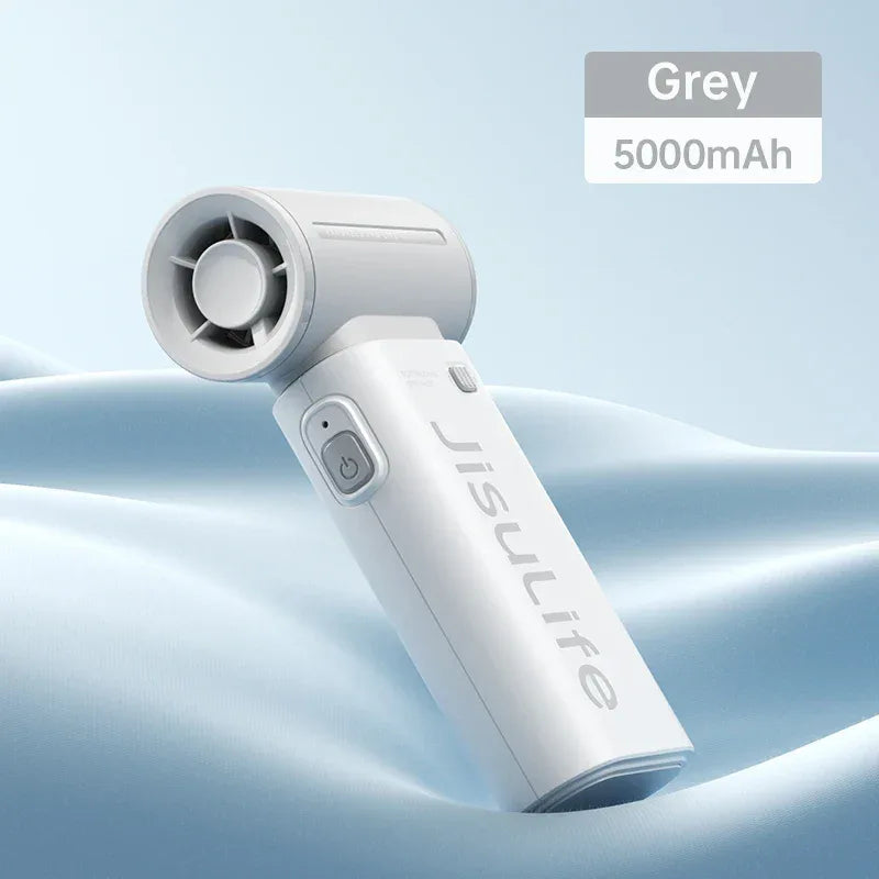 JISULIFE Handheld Turbo Fan,Super Strong Wind,5 Speeds,Long Battery Life,5000mAh,USB Rechargeable,Multipurpose Pocket fan
