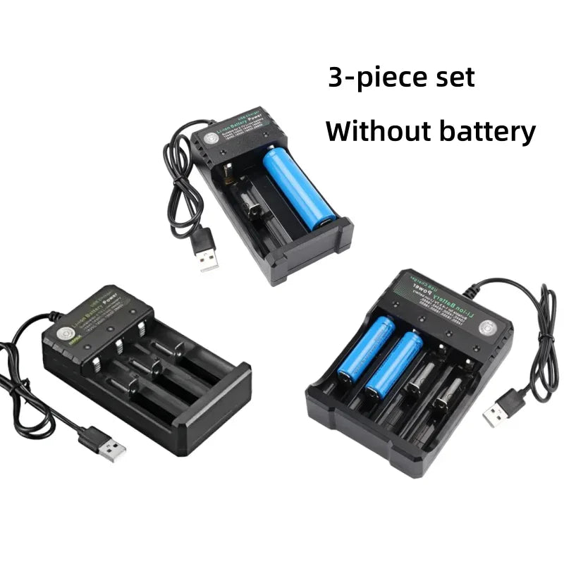 18650 Battery Charger Black 2/3/4 Slots AC 110V 220V Dual For 18650 Charging 3.7V Rechargeable Lithium Battery 4 Ports Charger