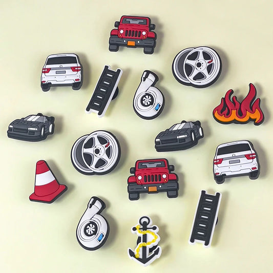1/9pcs Cruel Jeep Sports Car Shoe Charms for Boys Kids Gift Turbine Hub Shoe Decoration Accessories Ship's Anchor Pin Clog by PDG ibma