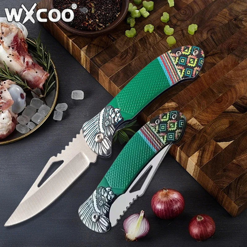 WXCOO Folding Knife Stainless Steel Cooking Kitchen Vegetable Knife Accessories Fruit Peeler Meat Cleaver Pocket Knife Kitchen
