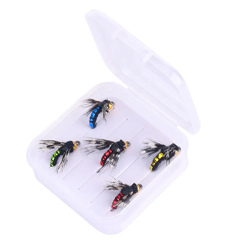 5/10pcs Brass Bead Head Fast Sinking Nymph Scud Fly Bug Worm Trout Fishing Flies Artificial Insect Fishing Bait Lure