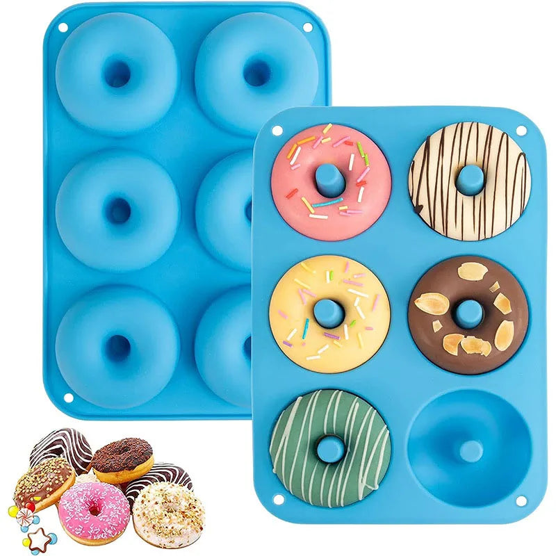 6 Holes Silicone Donut Mold Baking Pan Non-Stick Baking Pastry Chocolate Cake Dessert DIY Decoration Tools Bagels Muffins Donuts