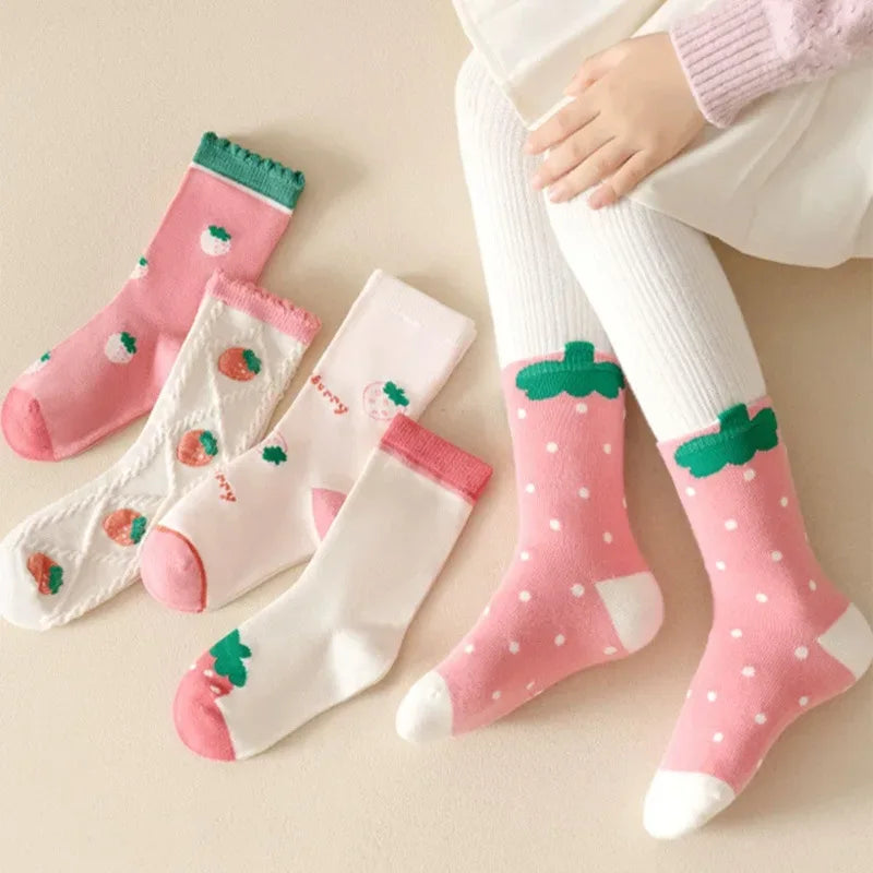 5 Pairs Autumn Fashion Boys Sock for Kids Cute Baby Girl Happy Funny Boat Long Socks White Spring Children's Clothes