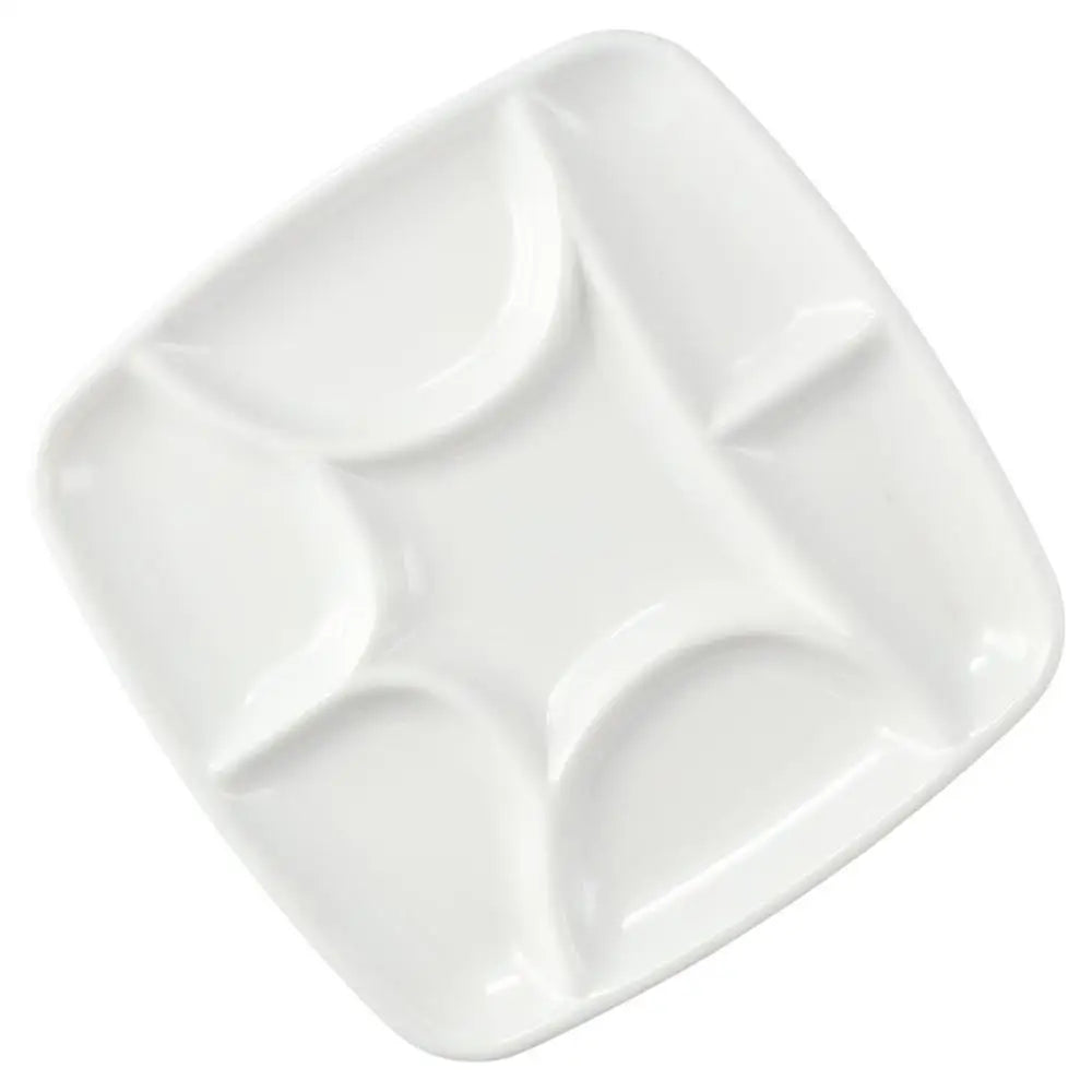 7-Will Square Paint Palette,White Ceramic Artist Paint Palette for Watercolor Painting, Palette Oil Painting