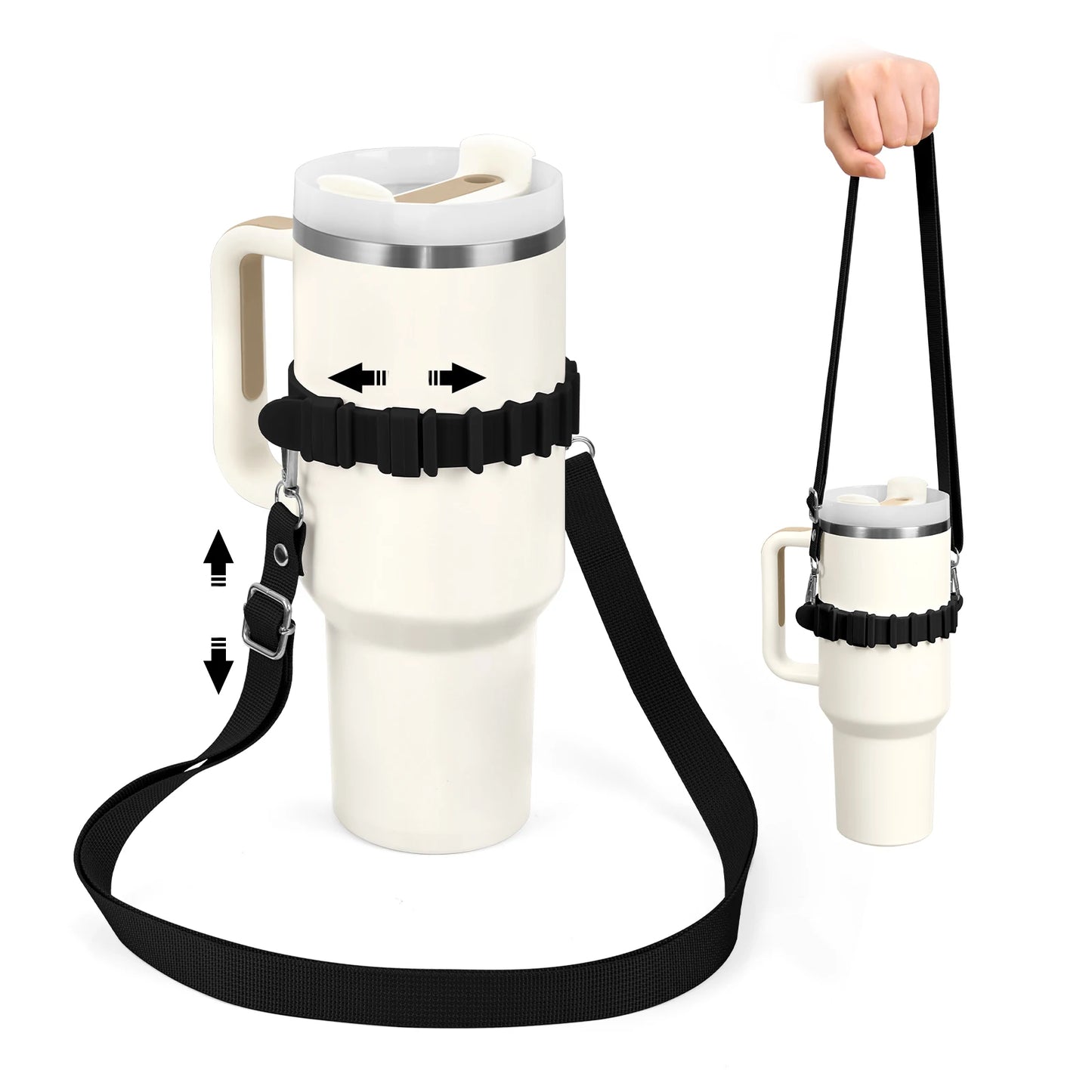 Eary Silicone Portable Water Bottle Carry Strap Handle Adjustable Water Bottle Sling Carrier With Strap Universal Cup Accessory