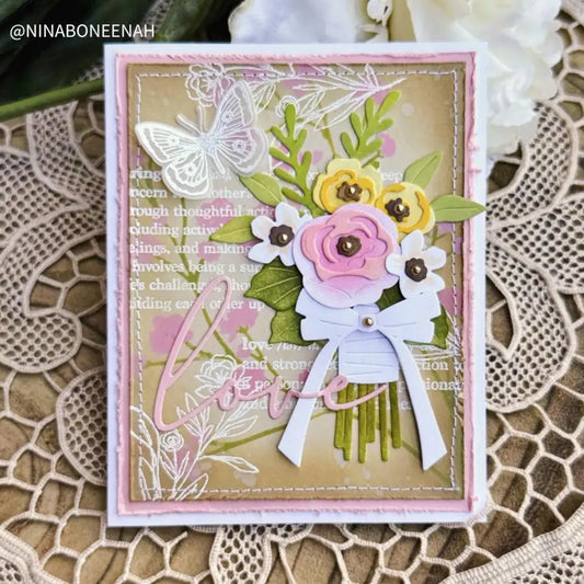 Valentine's Day Love Heart Bouquet Metal Cutting Dies Clear Stamps Breath Stencil Hot Foil DIY Making Card Scrapbook Embossed Te