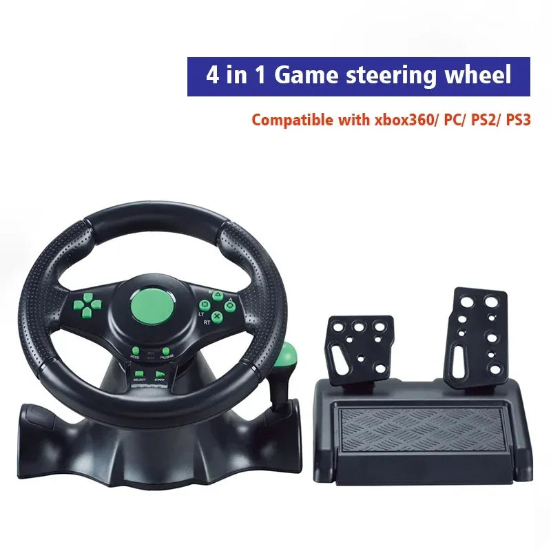 DATA FROG Racing Steering Wheel Vibration Controller Sim Racing Wheel with Pedals for PC Gaming Console Universal Gamepad