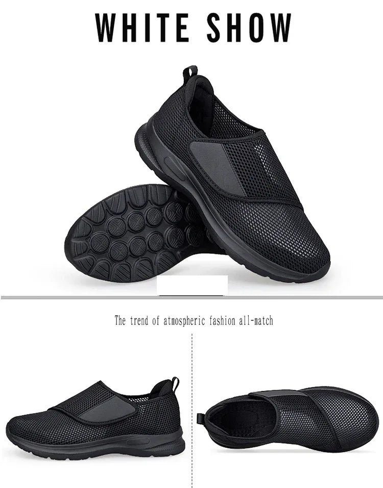 Man Women Orthopedics Wide Feet Swollen Walk Casual Shoes Unisex Thumb Adjusting Soft Comfortable Diabetic Shoes Black 36-46
