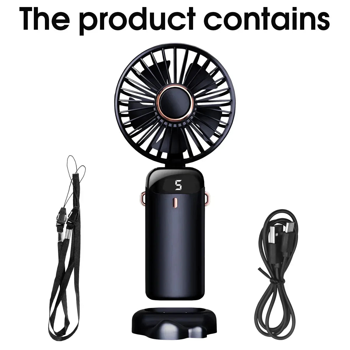 Handheld Mini Fan Foldable Portable USB Charging Neck Fan 1200mAh 5 Speed Settings Suitable for Home and Outdoor Use