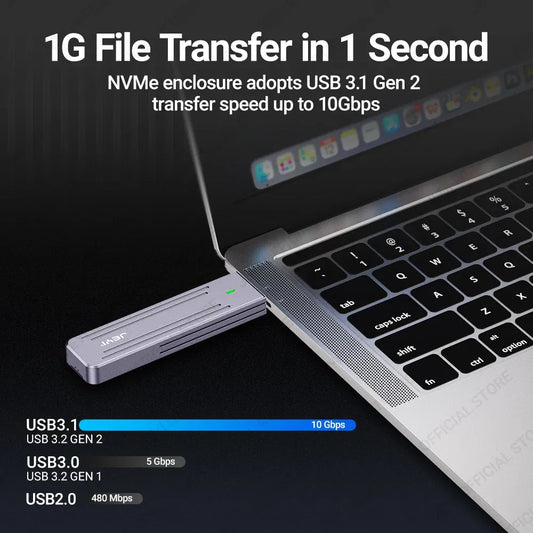 JEYI M.2 NVMe(USB 3.2 10Gbps)Direct-attach Enclosure,USB-A Plug In-line Aluminum 2242 2280 SSD Case With Magnet Protective Case