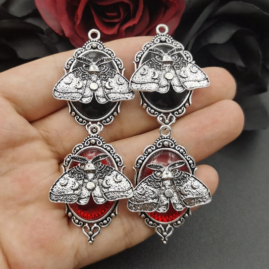 4pcs Gothic Vampire Bat Silver Plated Framed Bat Cameo Charms Halloween Witch Pendant Fit Jewelry Making DIY Jewelry Findings