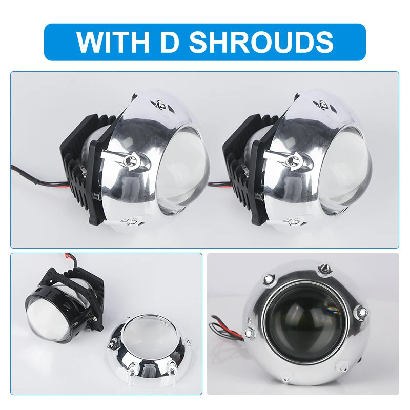 2PCS 3 Inch Bi LED Projector Headlights Lenses for Hella LED Lights Projector 130W 60000LM Diode Headlamp Car Accessories