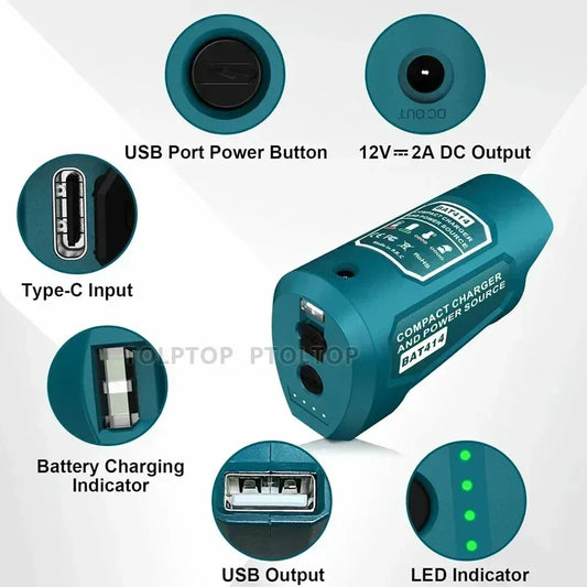 Charger Converter USB Power Adapter Phone Charger Adapter For Milwaukee For Makita For Bosch 12V Battery 12V DC Output Port