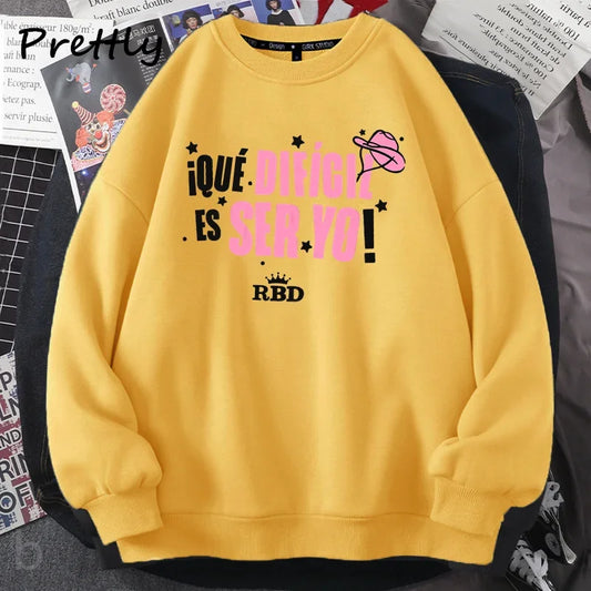 Sweat-shirt RBD Rebelde Tour Femme « I Que Dificil Es Ser Yo » à capuche, style Harajuku Streetwear, vêtements d'automne