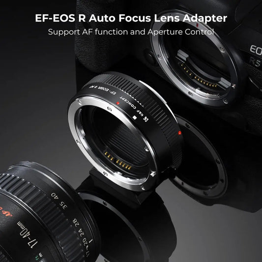 K&F CONCEPT EF to EOS R Adapter Auto Focus Lens Mount Adapter for Canon EF EF-S Lens to Canon EOS R/RF R3 R6 R50 Mount Cameras