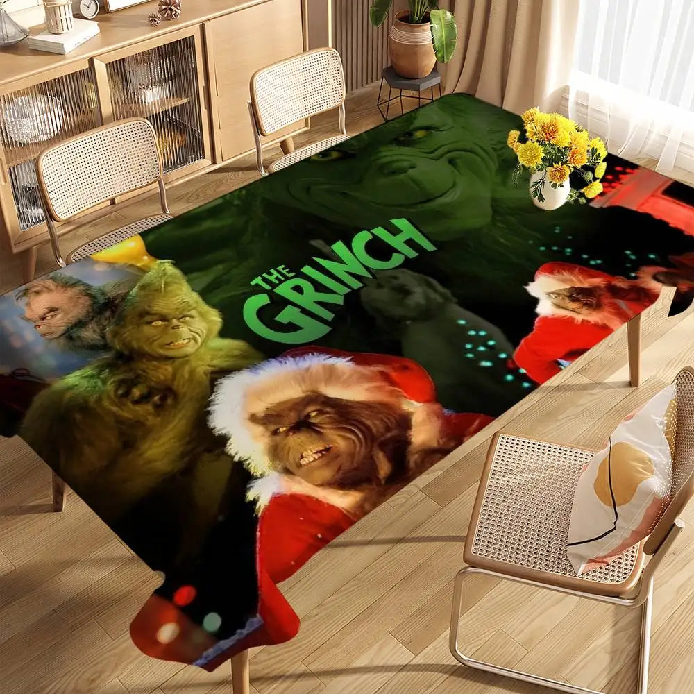 Classic Film G-Grinch-ES Christmas Table Cloth Stain Resistant Decorative Washable Tablecloths Birthday Party Dining table