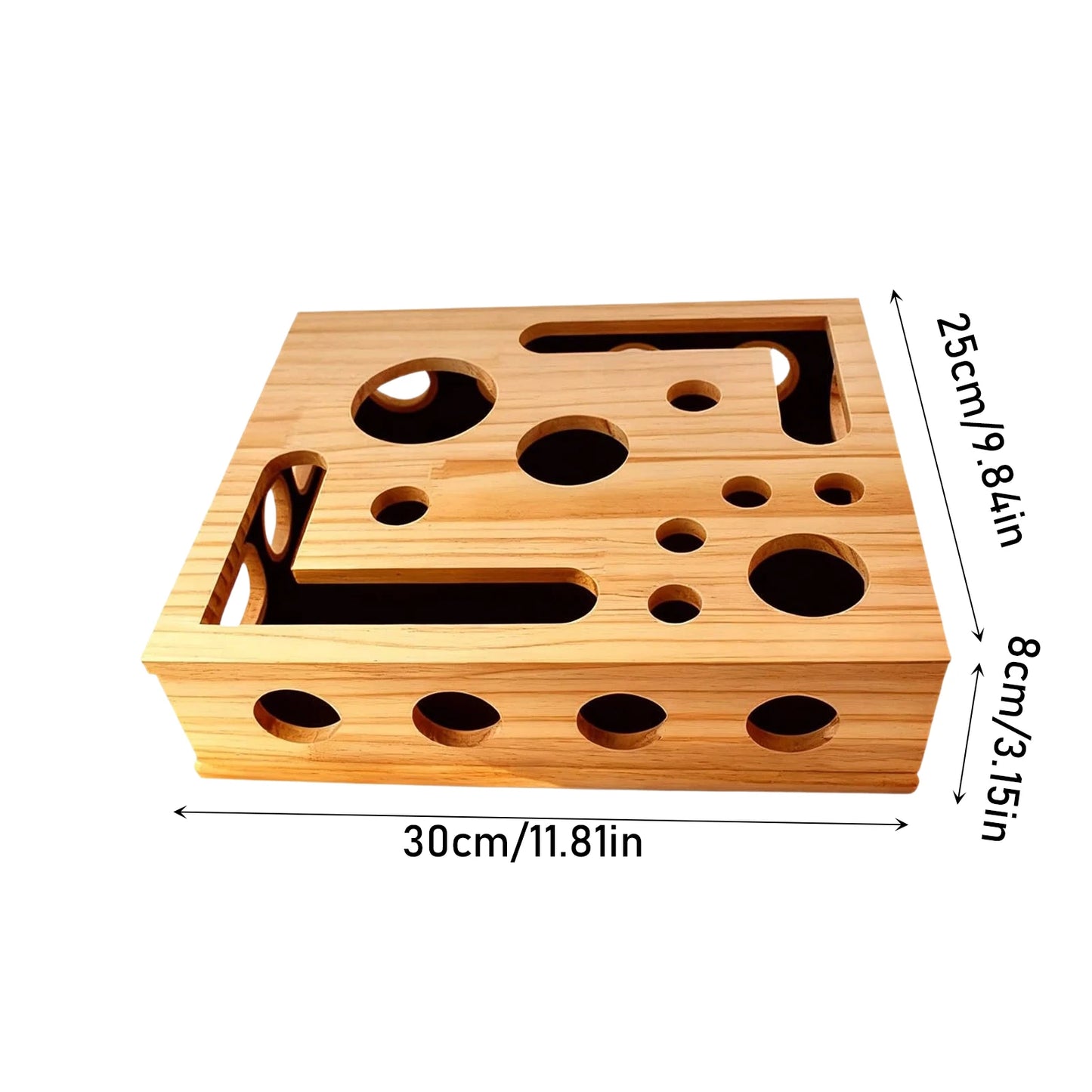 Interactive Frosted Wooden Cat Maze Toy Pet Treat Dispenser Puzzle Box Cat Enrichment Plaything Kitten Foraging Game Feeder