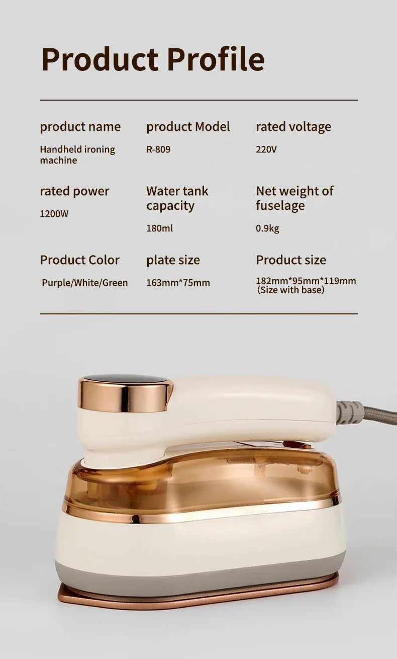 1200W Portable Handheld Steam Iron High Power Three-speed Garment Steamer Touch Screen Rotary Electric Iron Travel Steam Iron