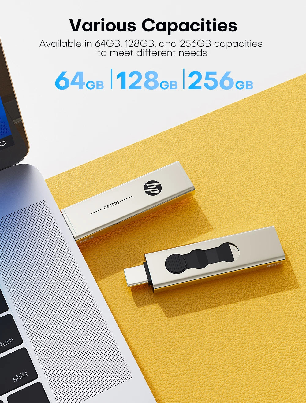 HP 256GB Memories Type-c 2-In-1 USB 3.0 Flash Drive 128GB Metal OTG Pendrive 64GB High Speed Flash Disk For Phone Computer