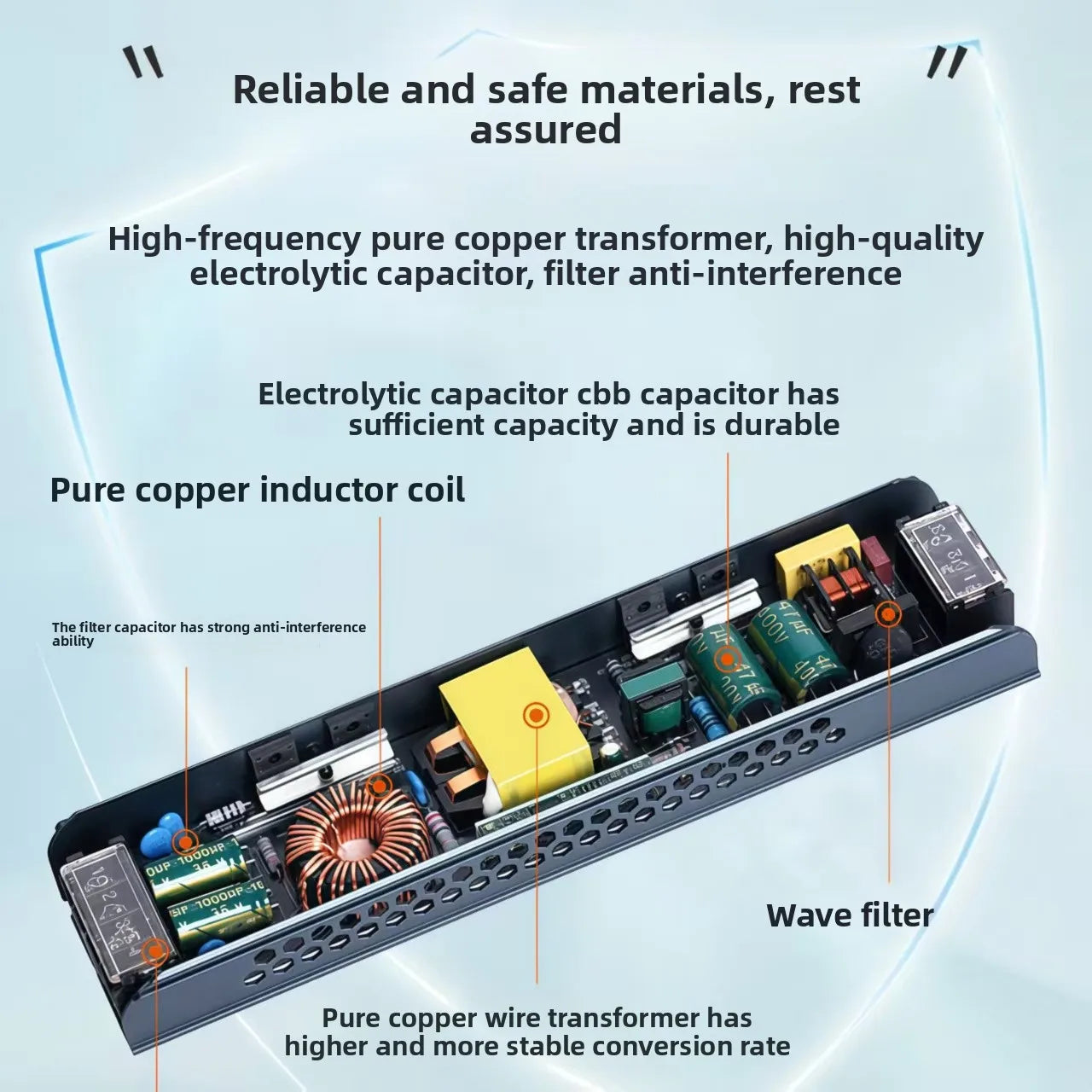 DELAN Power Supply Unit 12V 24V 60W 100W 200W 300W 400W 180V 220V 264V AC to 12 24 Volt DC LED Strip Driver Lighting Transformer