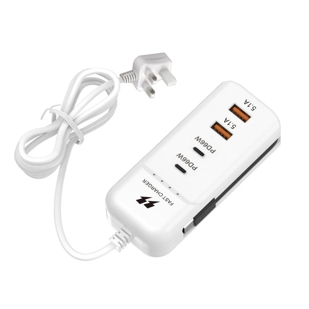 66W Muti Ports USB Type C Charger Socket EU/US/UK Fast Charging Plug Wall Adapter For Xiaomi Samsung Xiaomi Charger Power Strip