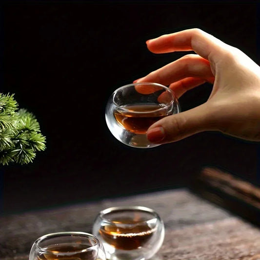 4/6pcs 50ml Shot Glass Teacups Double Wall glasses Tea Cups Exquisite Kung Fu Drinkware Home Decor Espresso Vaso Heat Resistant