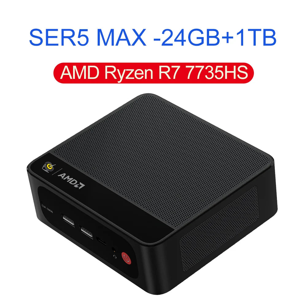 Beelink Mini PC SER5 Max AMD R7 6800U 7735HS R5 5500U R3 3200U 16G 500G NVME Windows Type-C Triple Screen Gamer Mini Computer