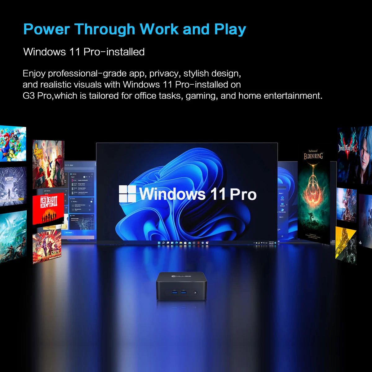 MLLSE M2 Plus Mini PC Intel Celeron 5205U Processor 8GB RAM 256GB ROM WiFi 5 BT4.2 Windows 11 Pro Desktop Computer